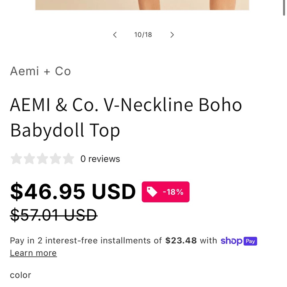AEMI & Co. V-Neckline Boho Babydoll Top - Picture 8 of 8